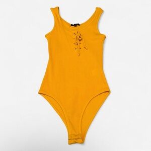 Women’s Ribbed Yellow Bodysuit